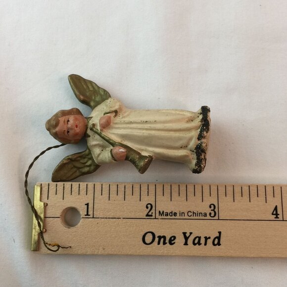 Vtg Angel Christmas Ornament US Zone Germany Lot of 2 Pink White 1940s/50s - Picture 13 of 13
